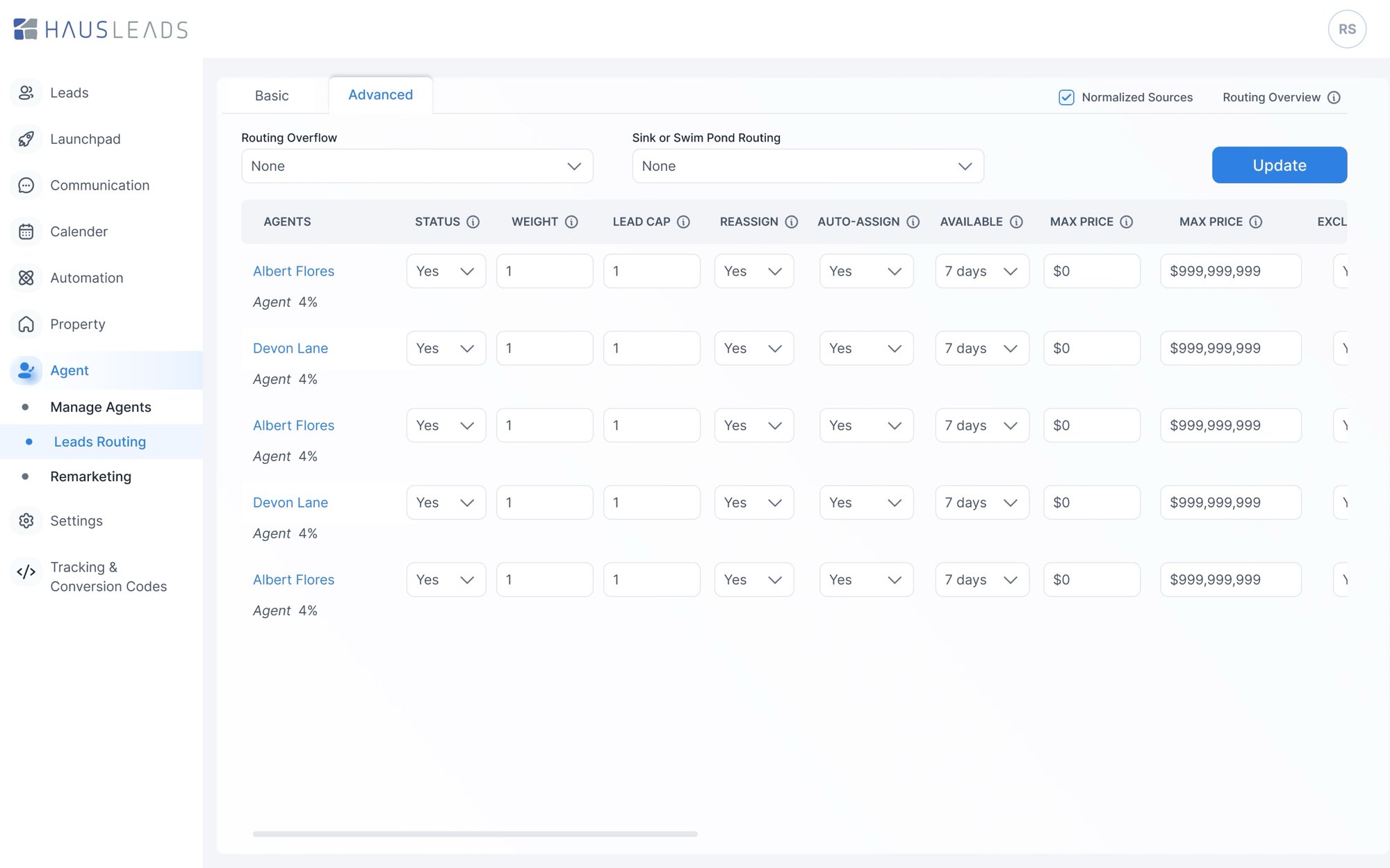 Advanced. Advanced: lead cap, reassign, auto-assign, availability, overflow and pond routing.